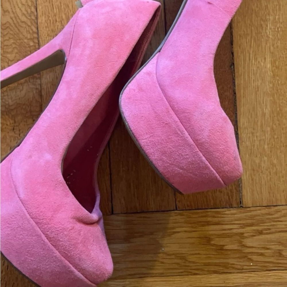 Jessica Simpson pink suede fabric heels pumps size 6.5